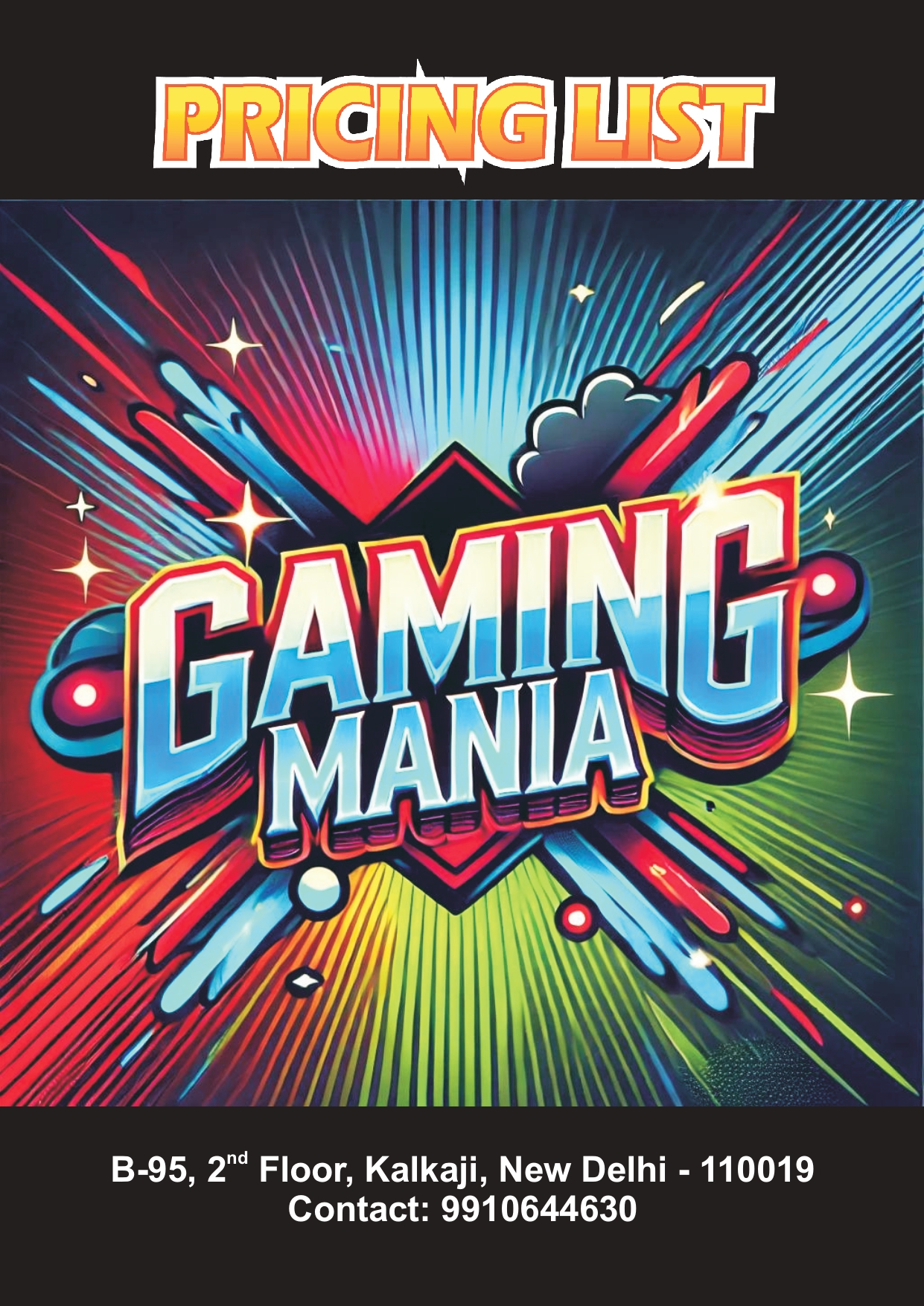 gaming zone pricing list